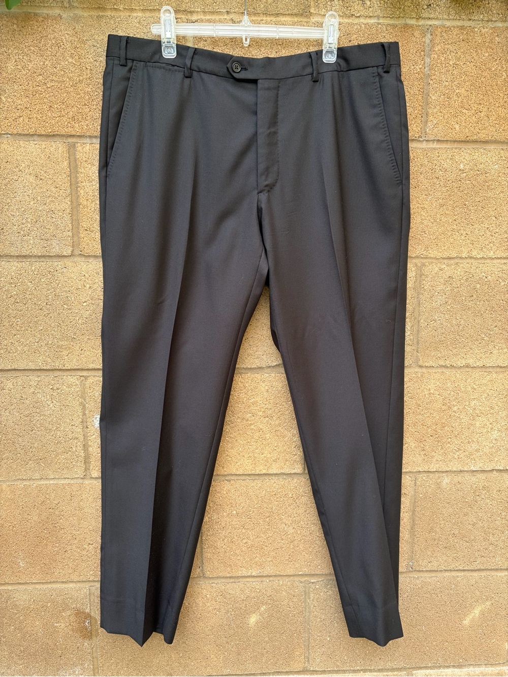 Emporio Armani Men's Black Wool Dress Pants with Flaw, Size 58